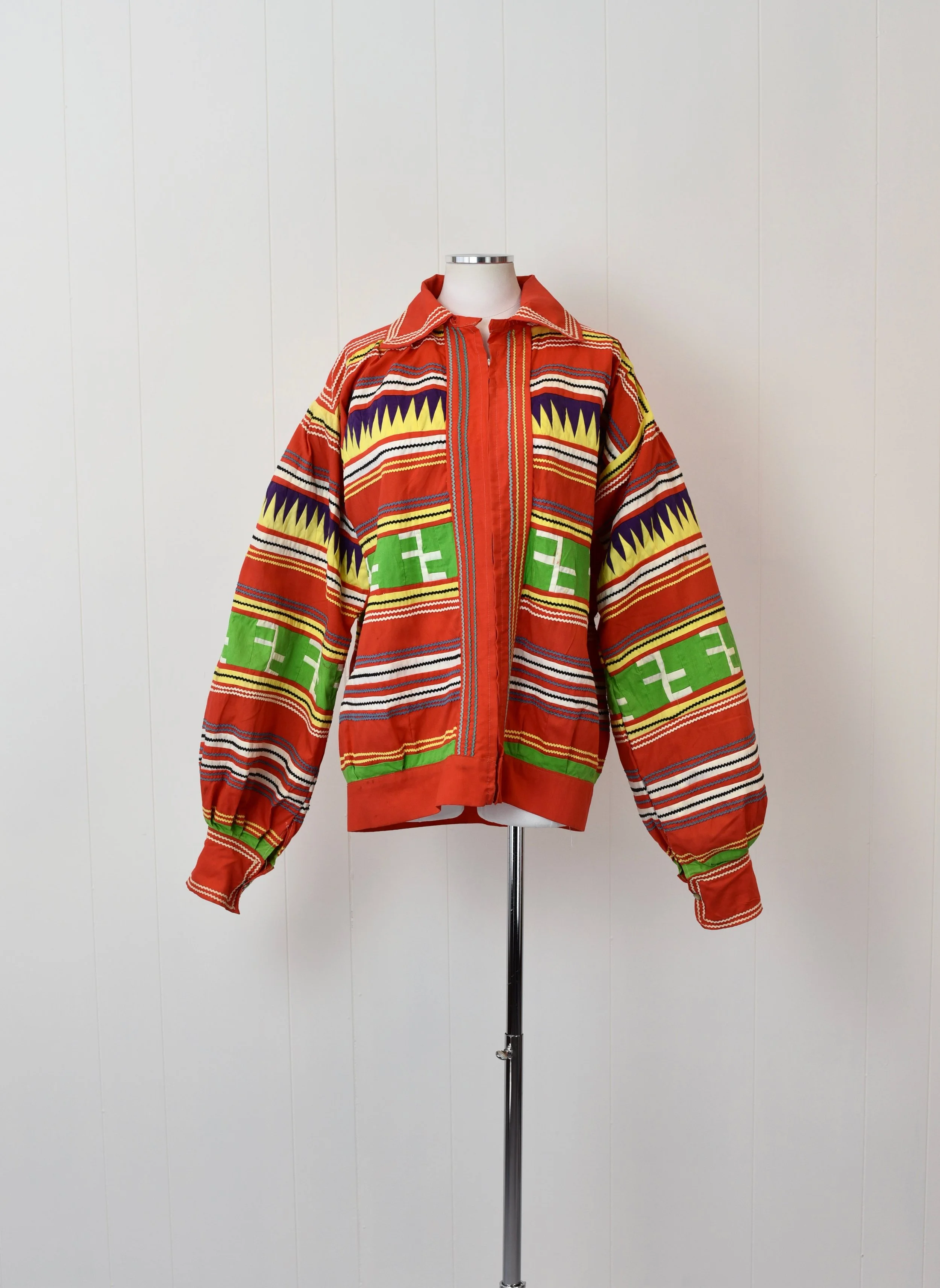 RARE 1950s Seminole Native American Red Patchwork Jacket — Canned